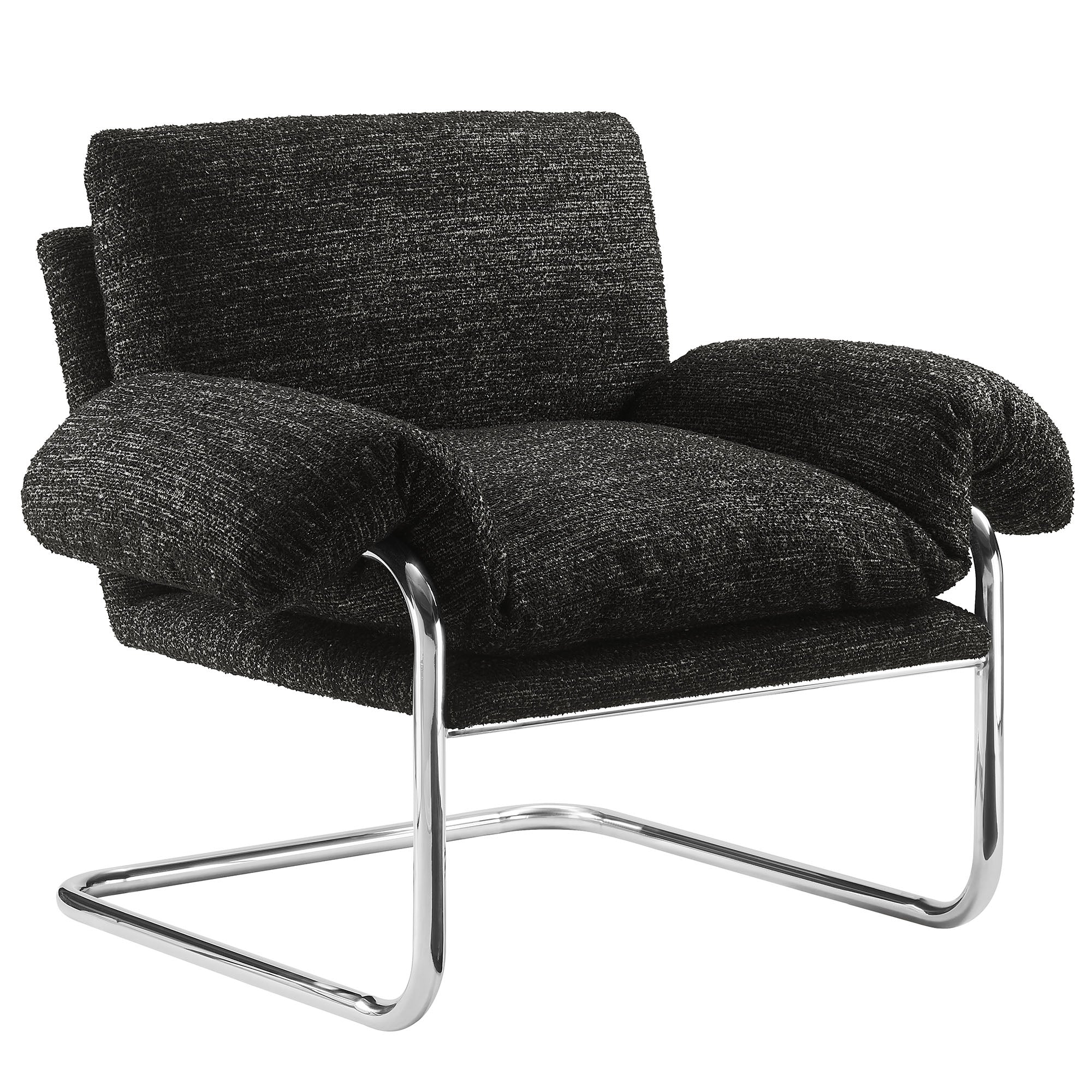 Silla de acento de acero inoxidable y cojines sobrecargados Bodi color carbón.