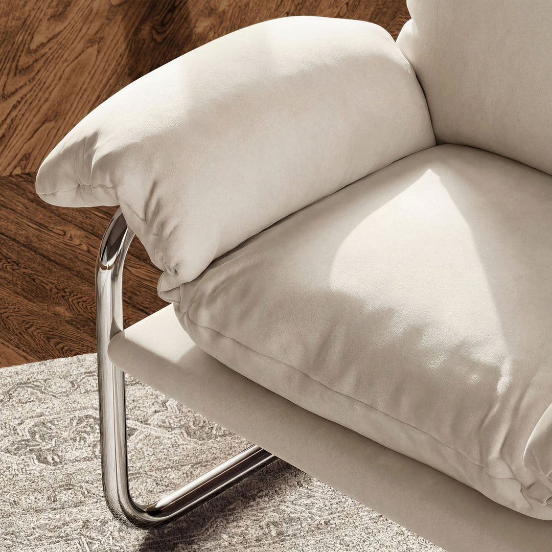 Silla de acento de acero inoxidable y cojines sobrecargados Bodi
