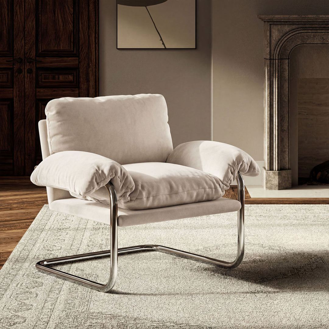 Silla de acento de acero inoxidable y cojines sobrecargados Bodi