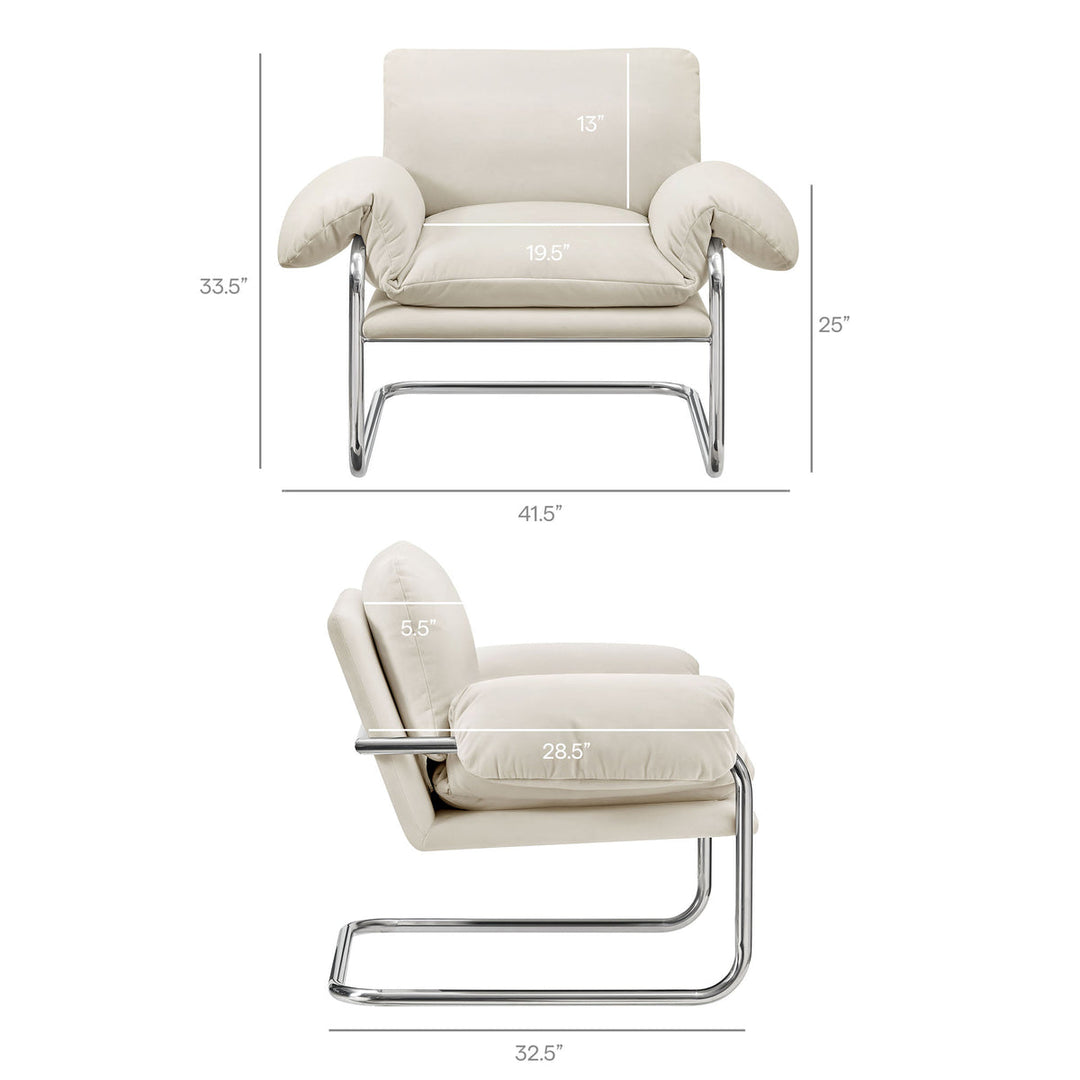 Silla de acento de acero inoxidable y cojines sobrecargados Bodi