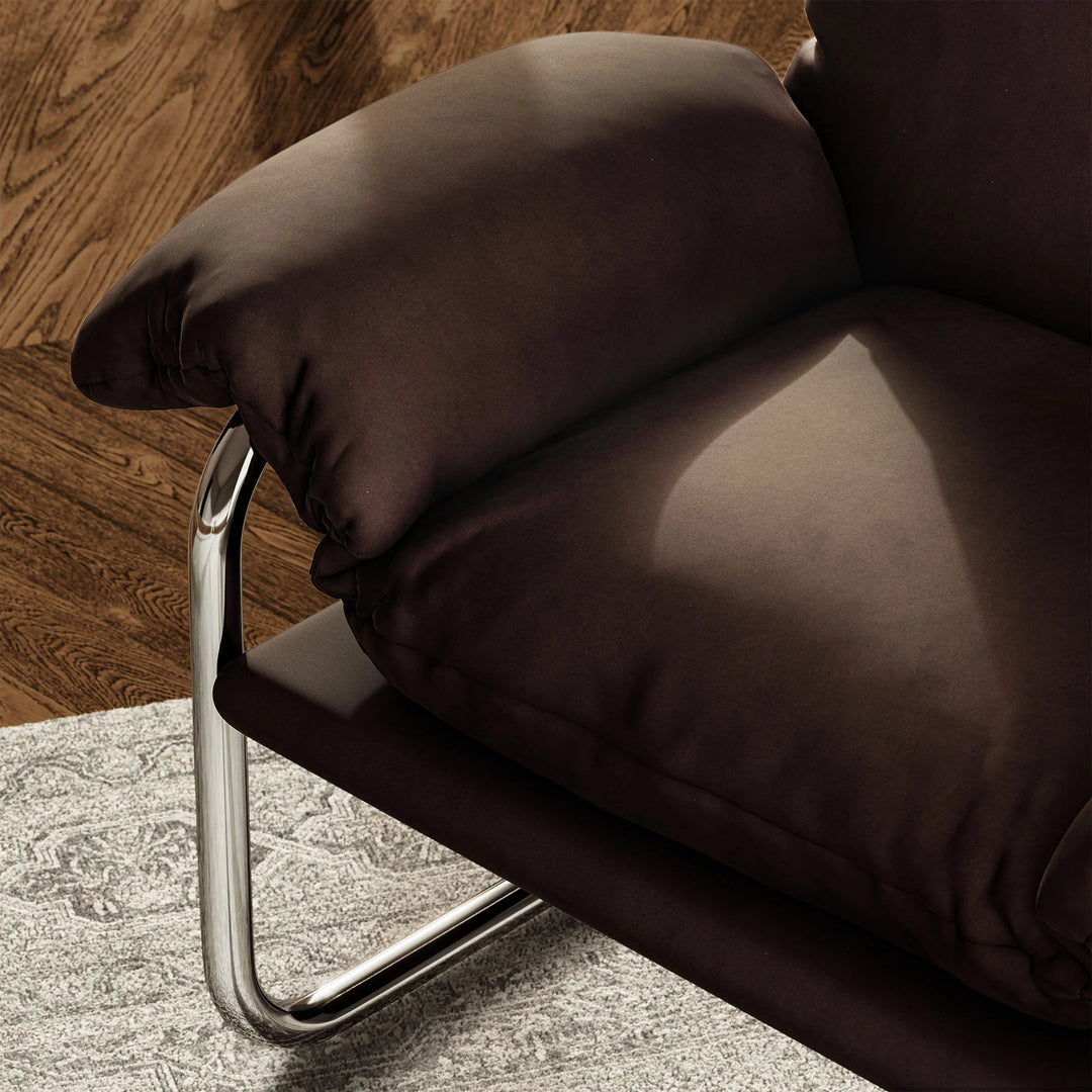 Silla de acento de acero inoxidable y cojines sobrecargados Bodi