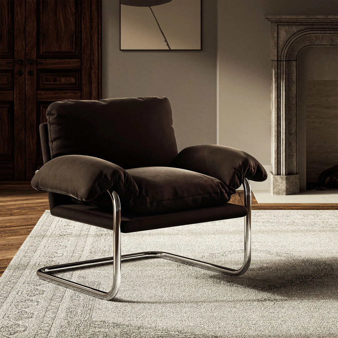Silla de acento de acero inoxidable y cojines sobrecargados Bodi