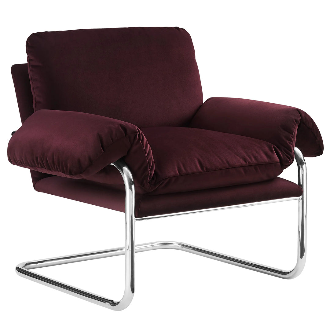 Silla de acento de acero inoxidable y cojines sobrecargados Bodi color púrpura.