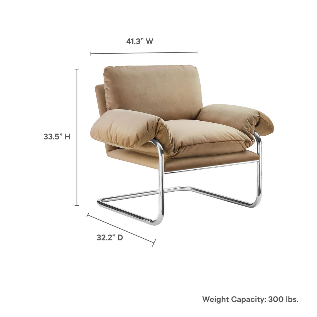 Silla de acento de acero inoxidable y cojines sobrecargados Bodi