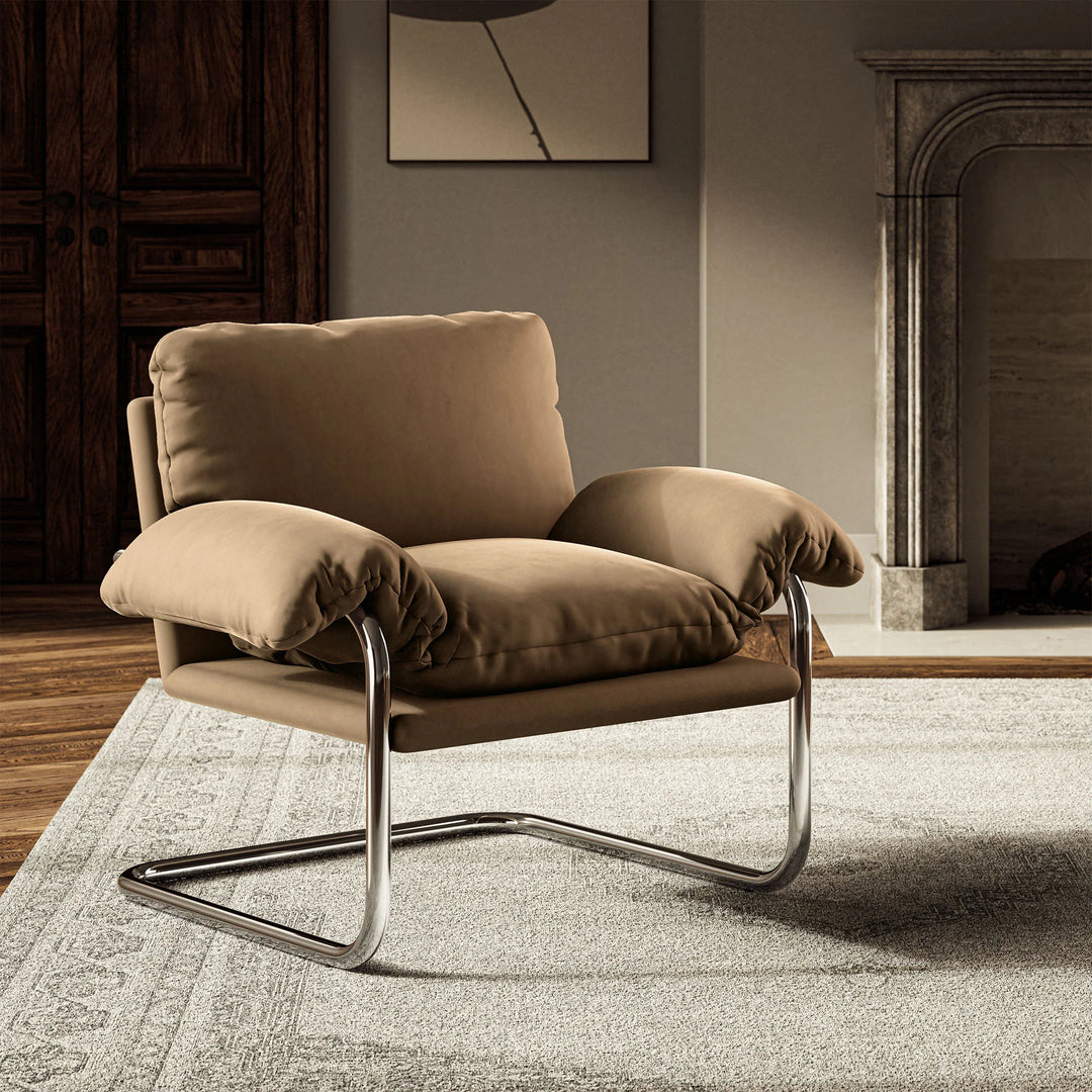 Silla de acento de acero inoxidable y cojines sobrecargados Bodi