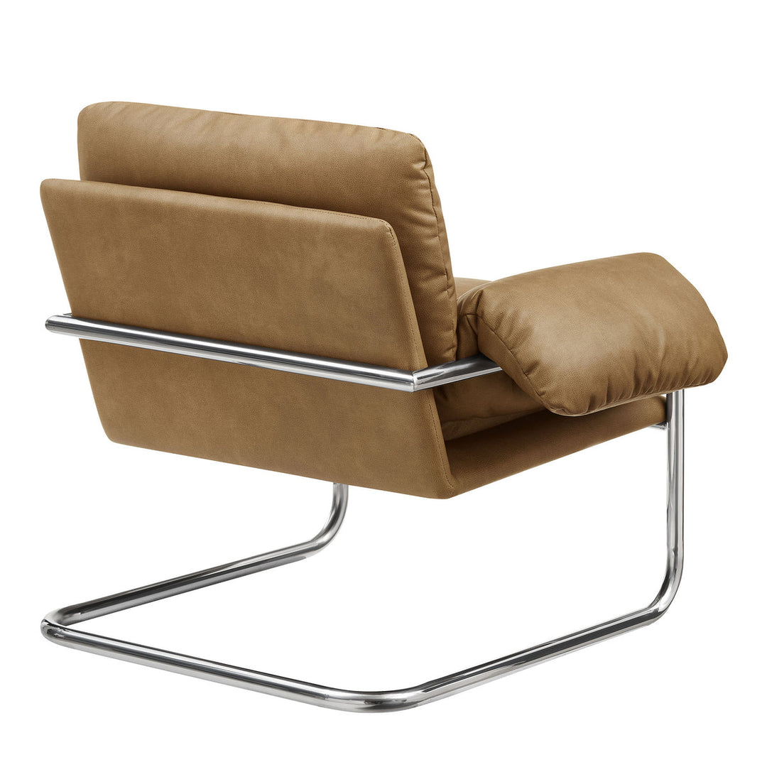Silla de acento de acero inoxidable y cojines sobrecargados Bodi de piel vegana