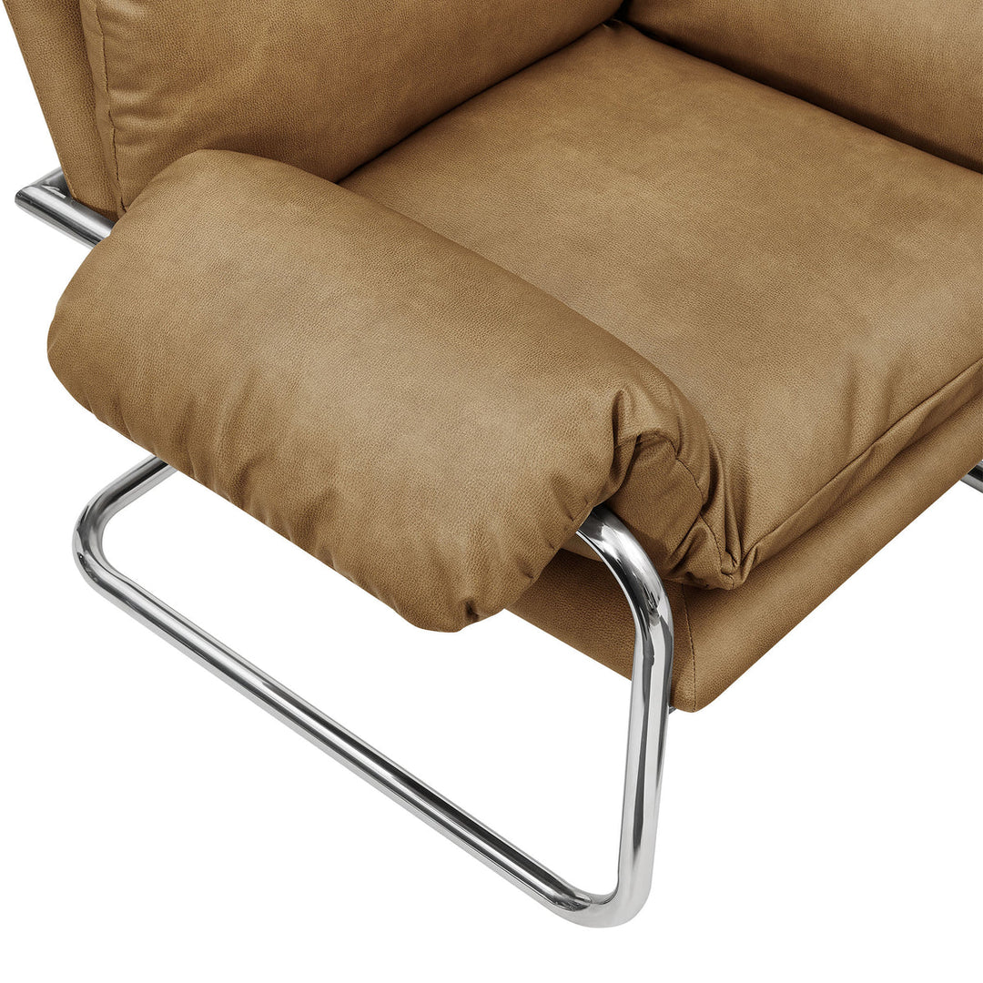 Silla de acento de acero inoxidable y cojines sobrecargados Bodi de piel vegana