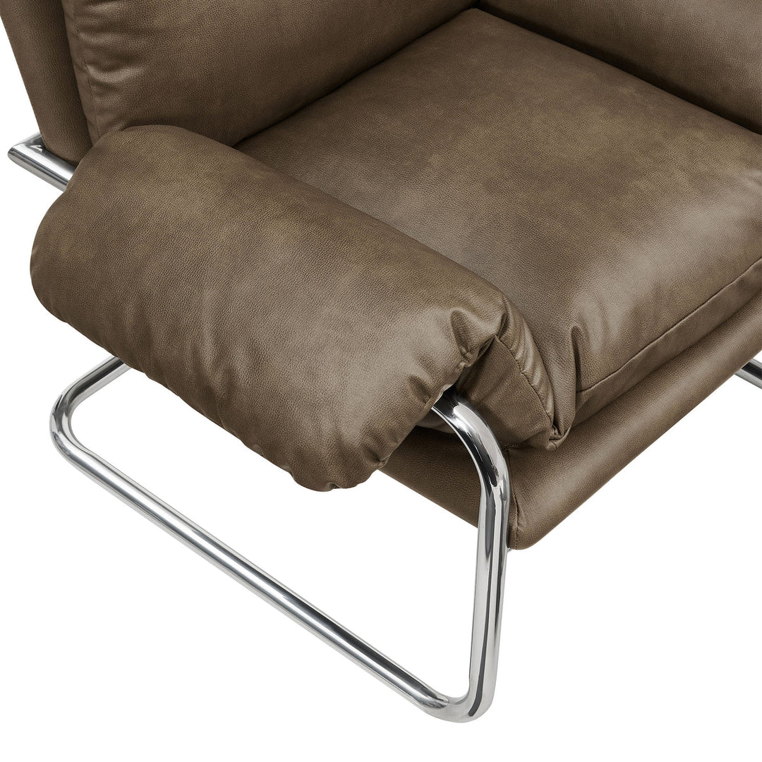 Silla de acento de acero inoxidable y cojines sobrecargados Bodi de piel vegana