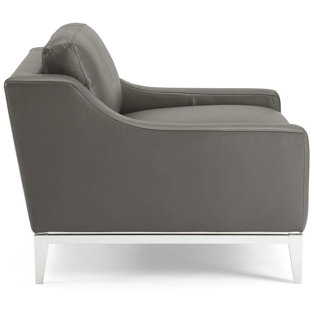 Silla de acento de acero inoxidable y piel Ulan