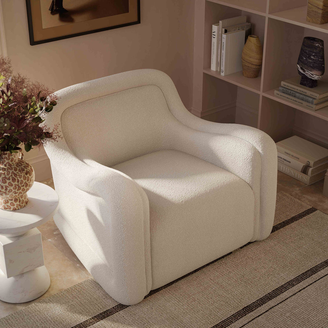 Silla de acento giratoria de bouclé Eze