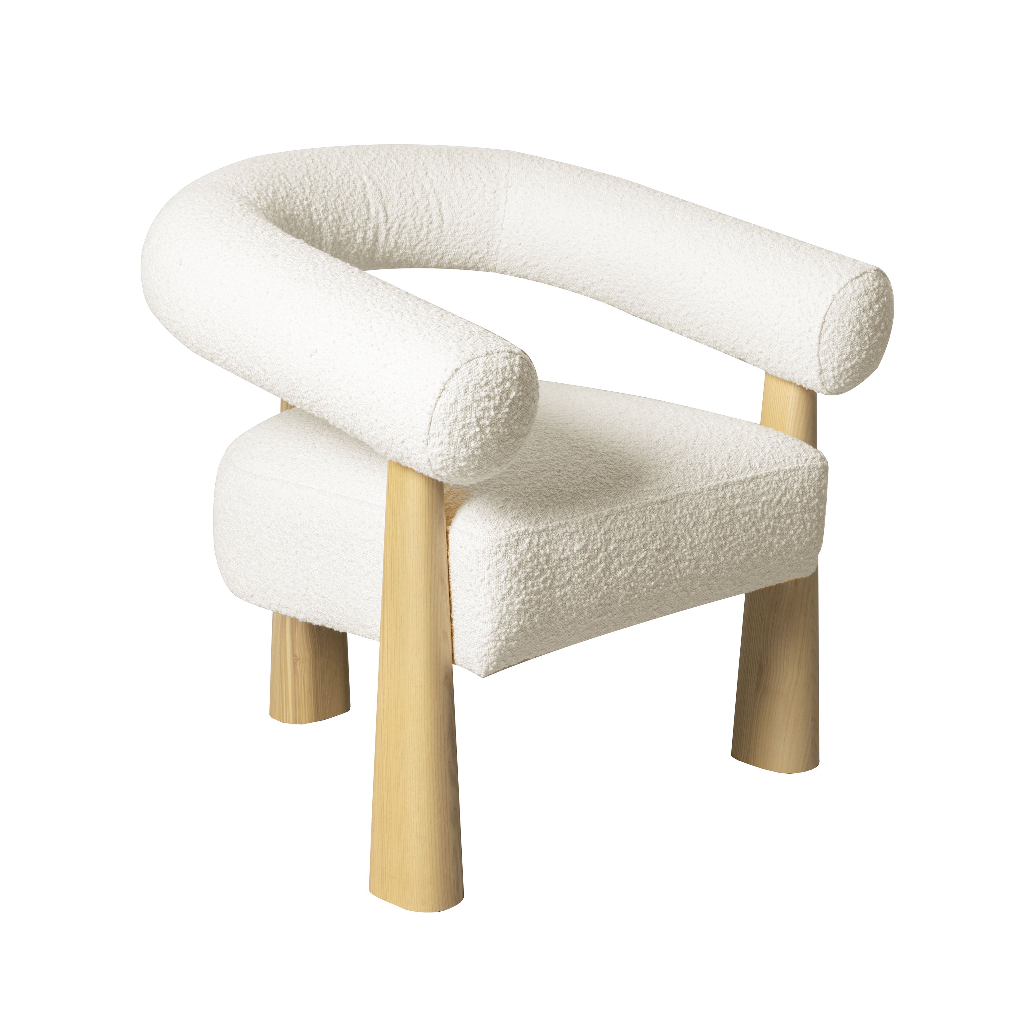Silla de acento de bouclé crema Foley.