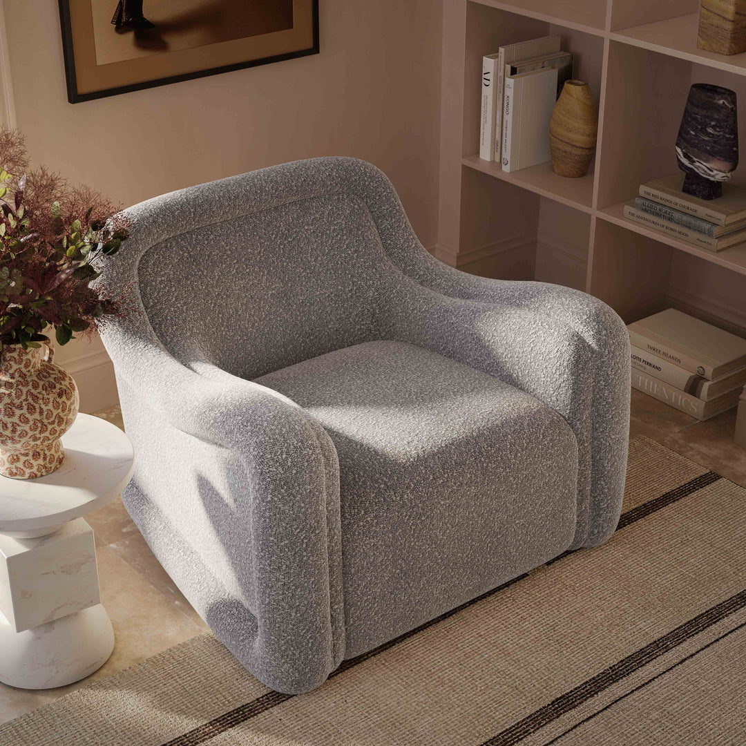 Silla de acento giratoria de bouclé Eze