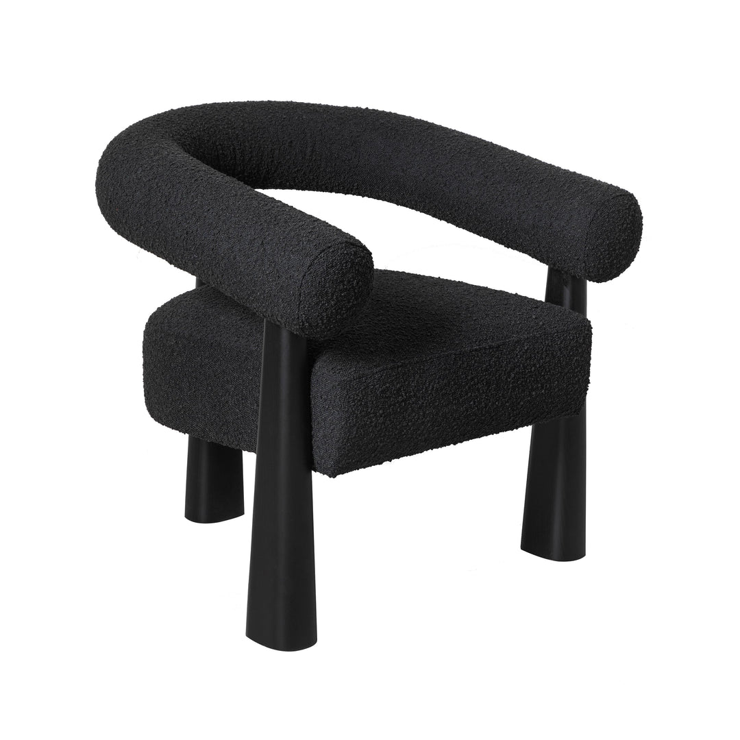 Silla de acento de bouclé negro Foley.