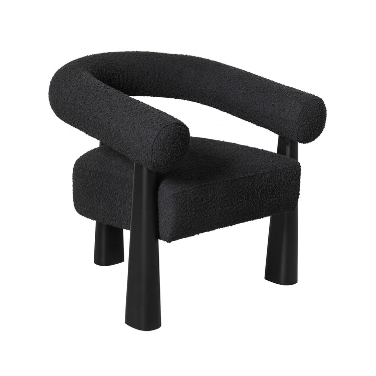 Silla de acento de bouclé negro Foley.