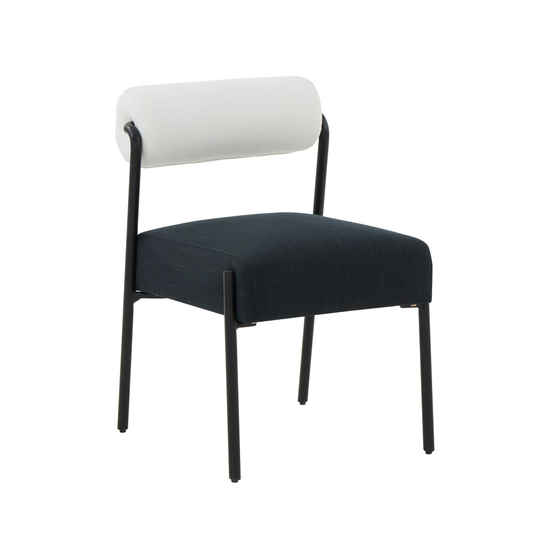 Silla de acento de lino negro y crema Joli.