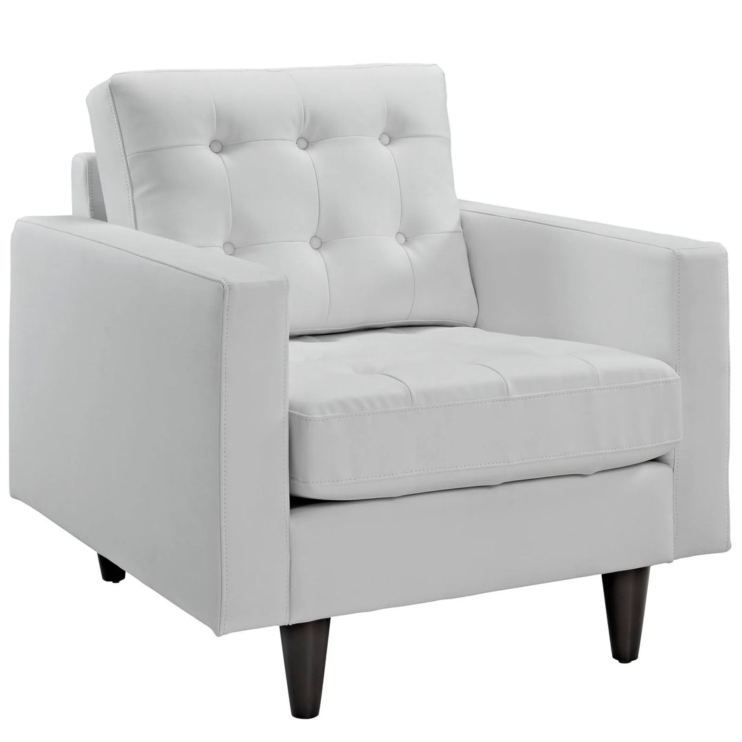 Silla de acento de piel blanca Fatma.