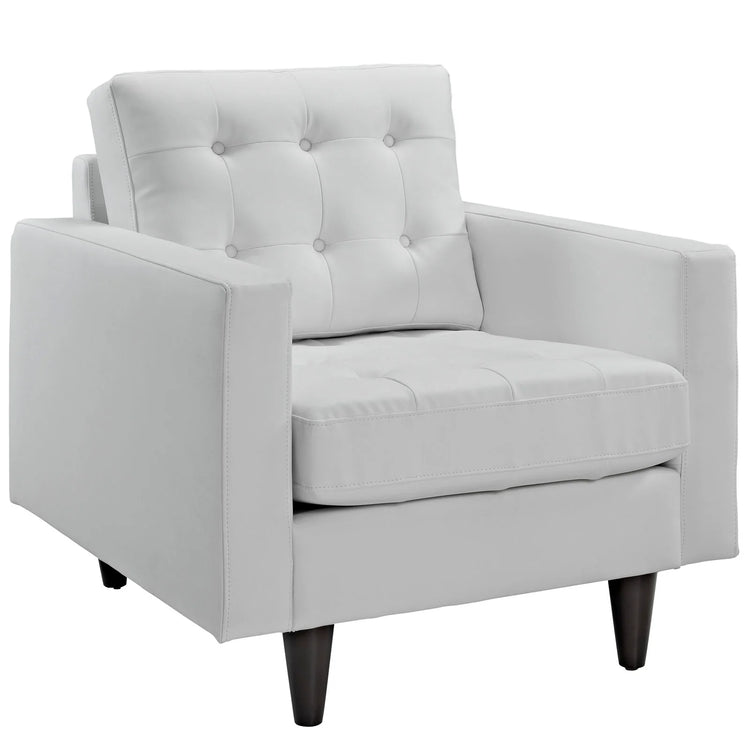Silla de acento de piel blanca Fatma.