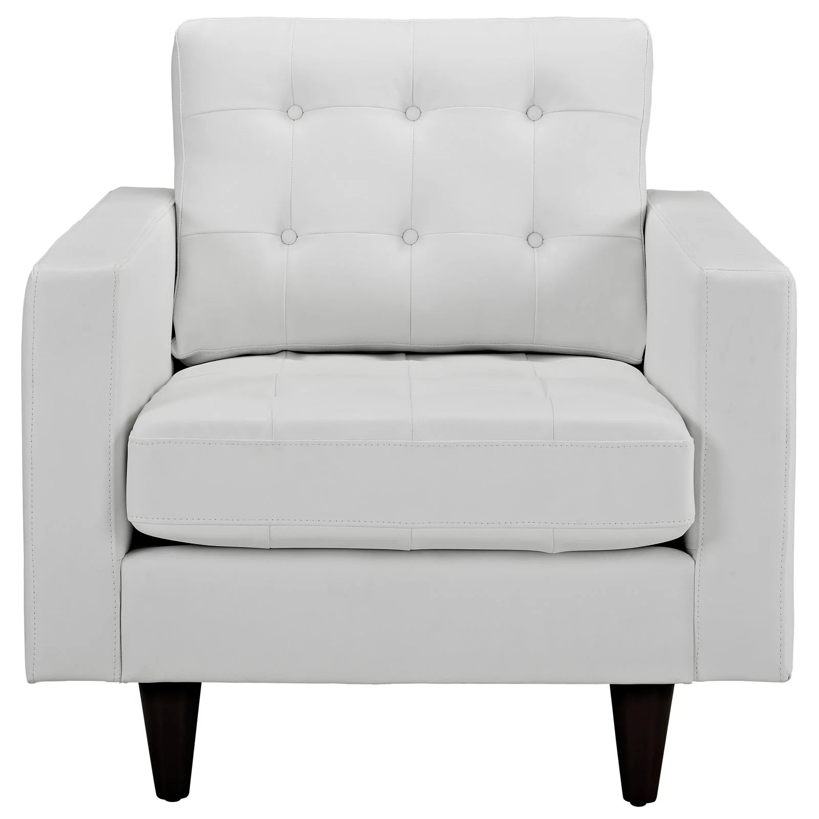 Silla de acento de piel blanca Fatma de frente.