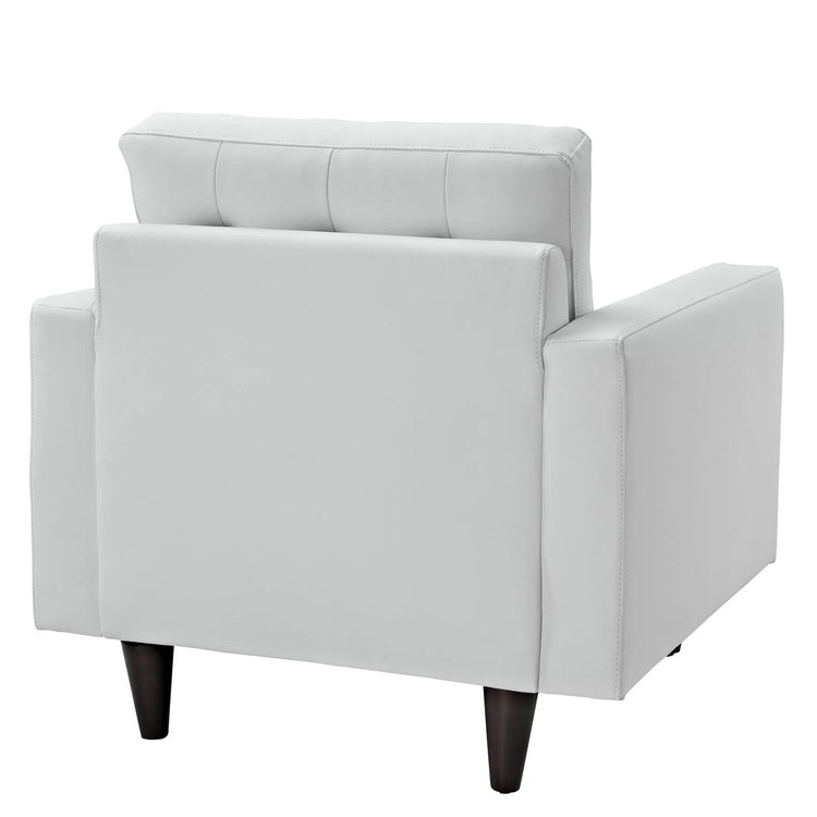 Silla de acento de piel blanca Fatma de espaldas.