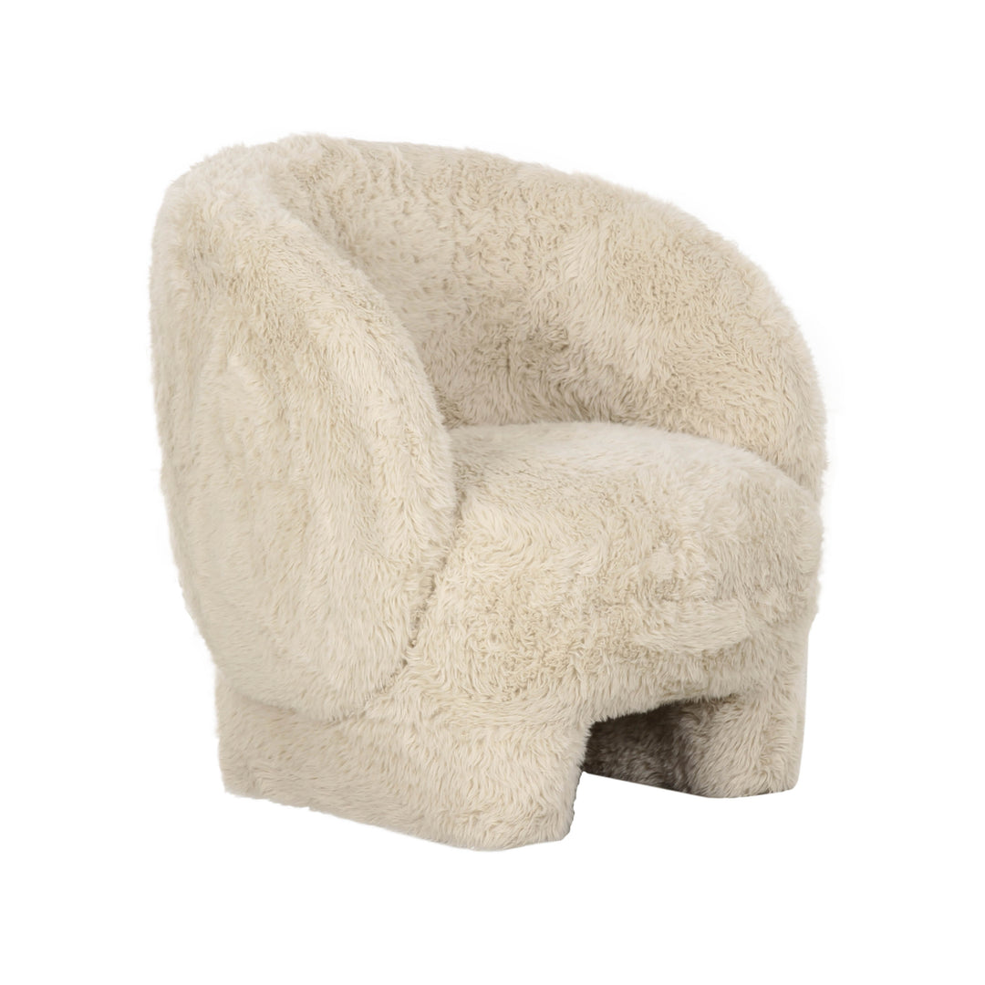 Silla de acento de piel de oveja vegana Olivia color natural.