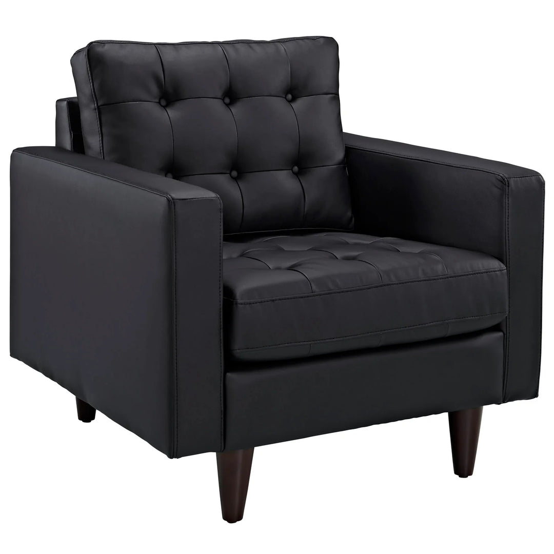 Silla de acento de piel negro Fatma.
