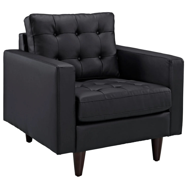 Silla de acento de piel negro Fatma.
