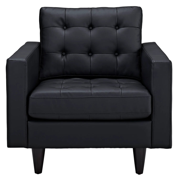 Silla de acento de piel negro Fatma de frente.