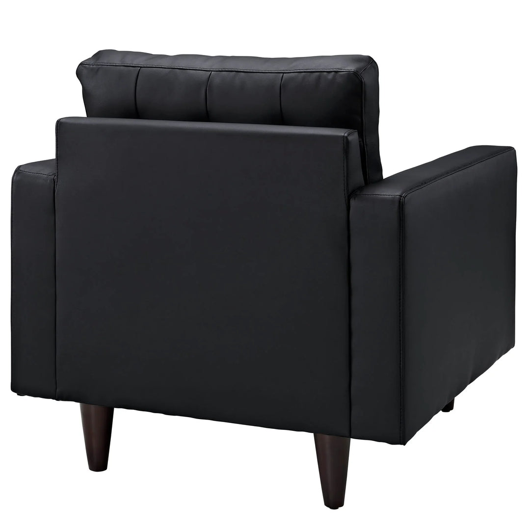 Silla de acento de piel negro Fatma de espaldas.