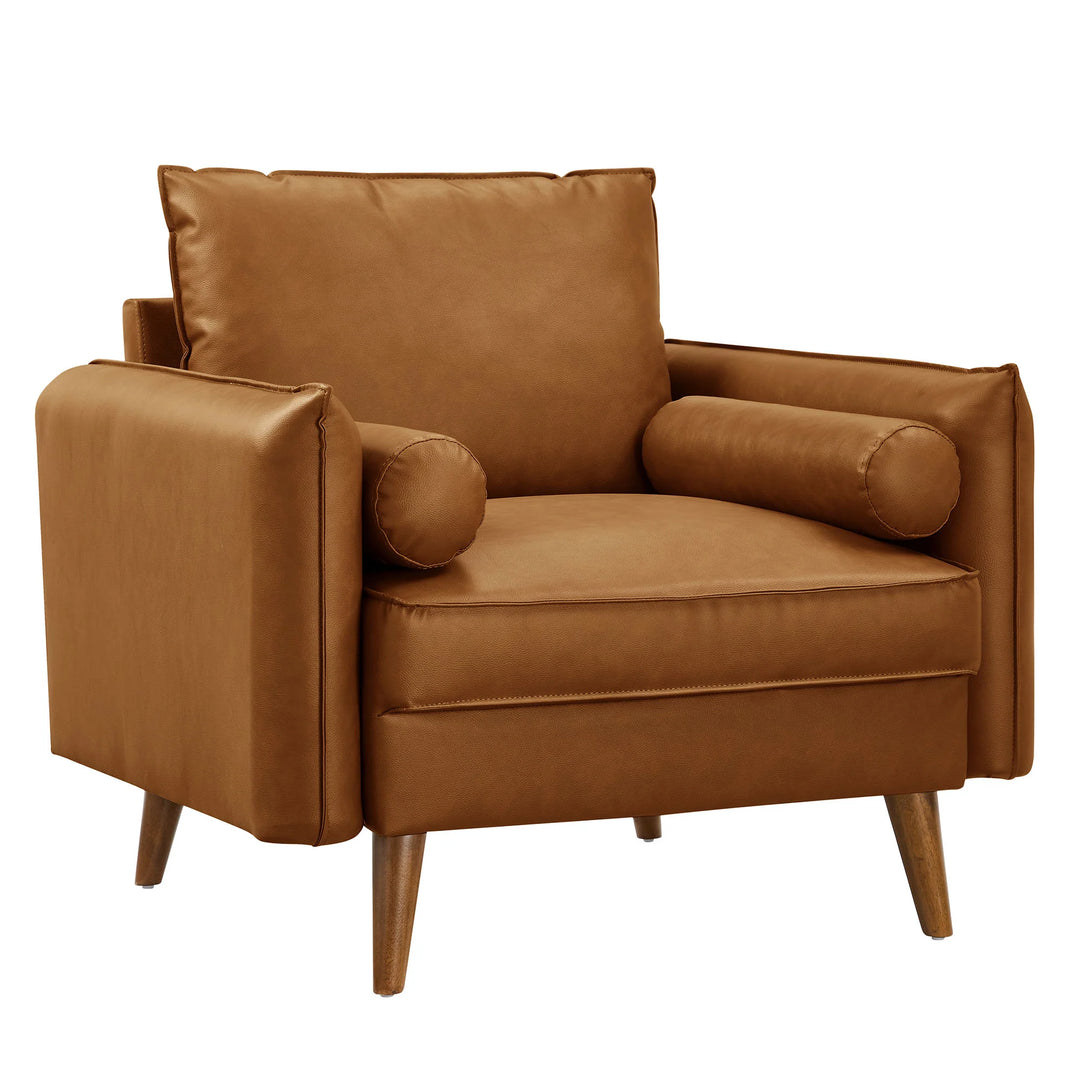 Silla de acento de piel vegana Luso color bronceado.