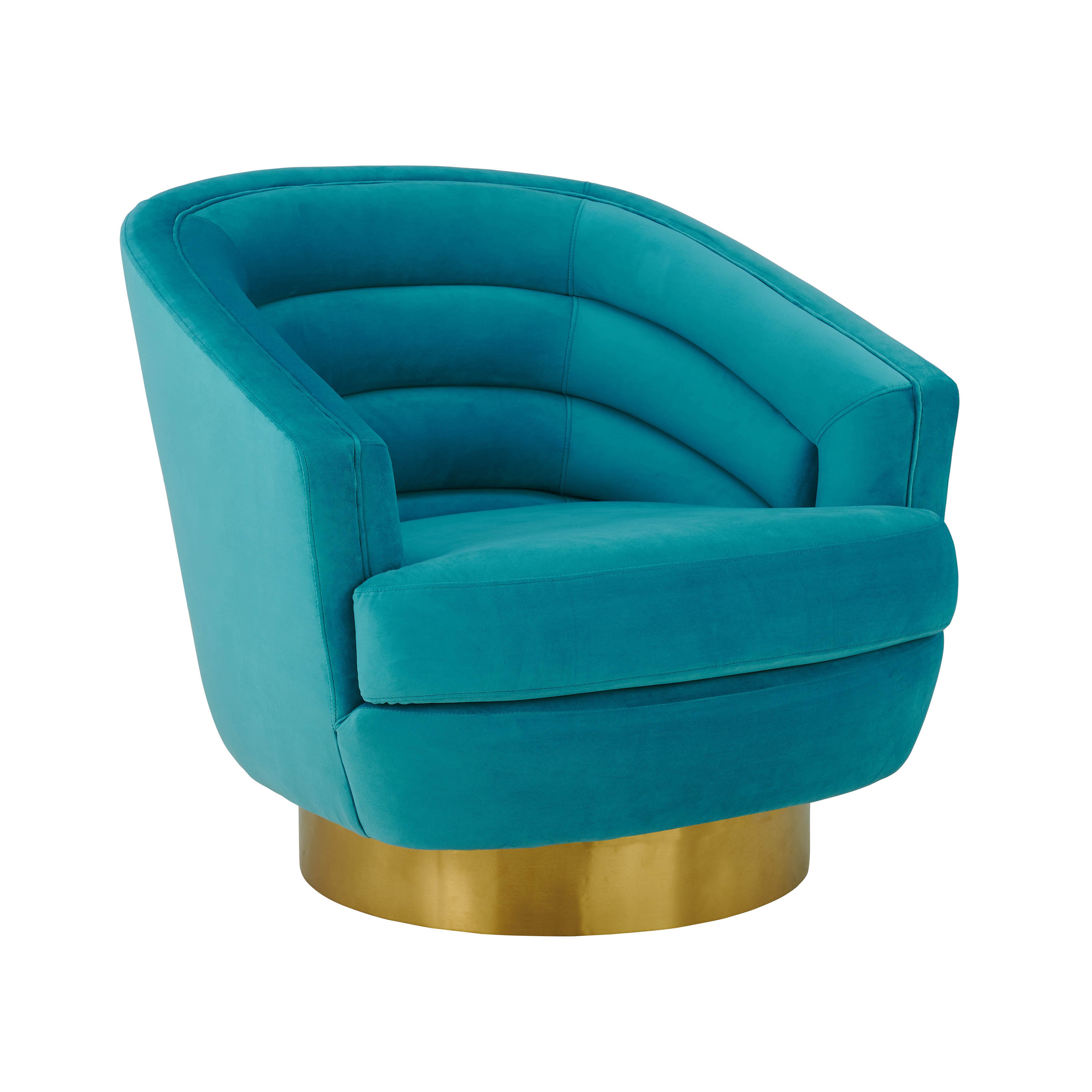 Silla de acento de terciopelo azul y base dorado cepillado Ara.