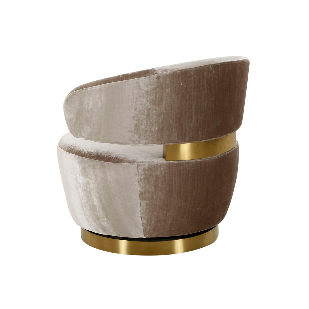 Silla de acento de terciopelo champagne Zuria de espaldas.