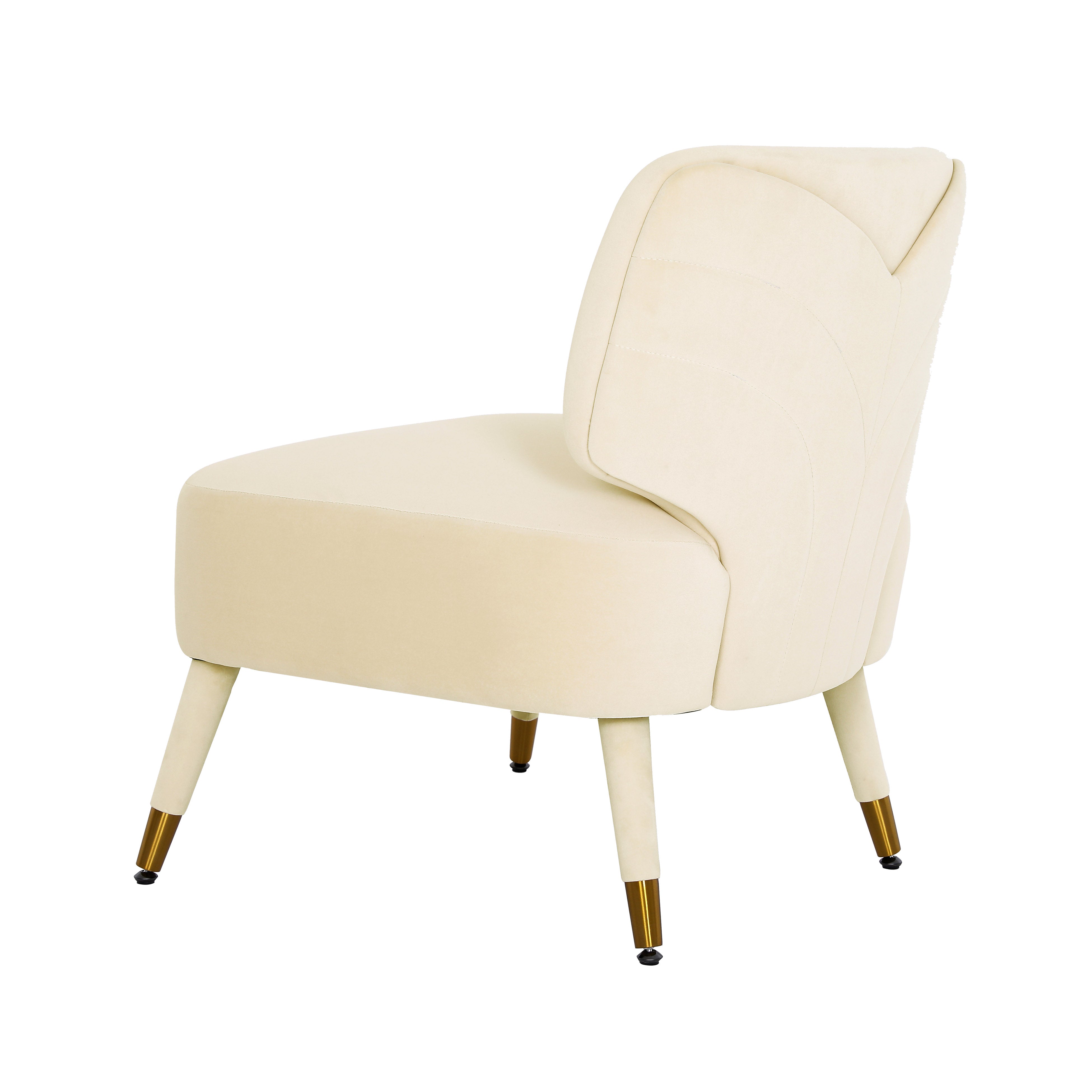 Silla de acento de terciopelo crema Grecia de espaldas.