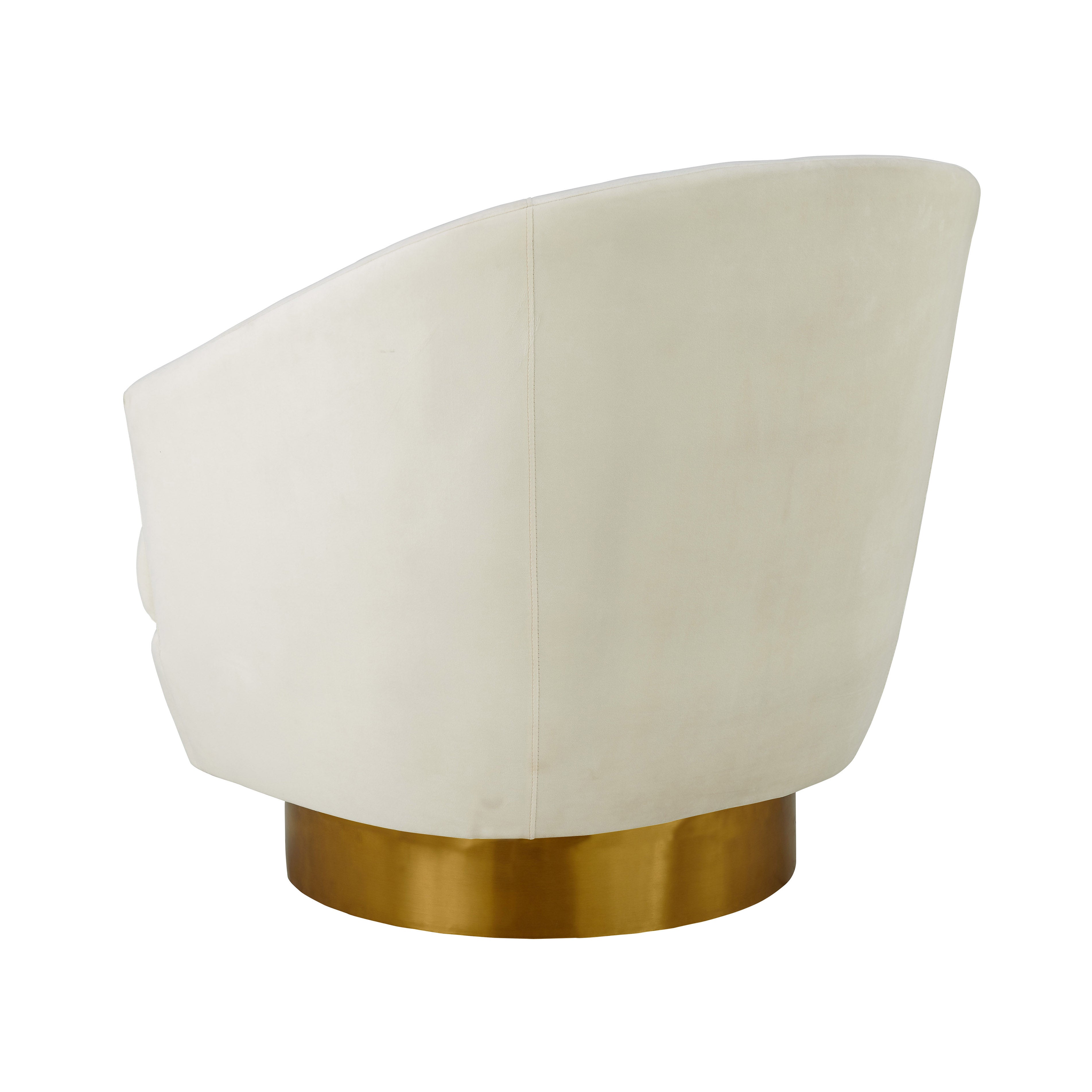 Silla de acento de terciopelo crema y base dorado cepillado Ara de espaldas.