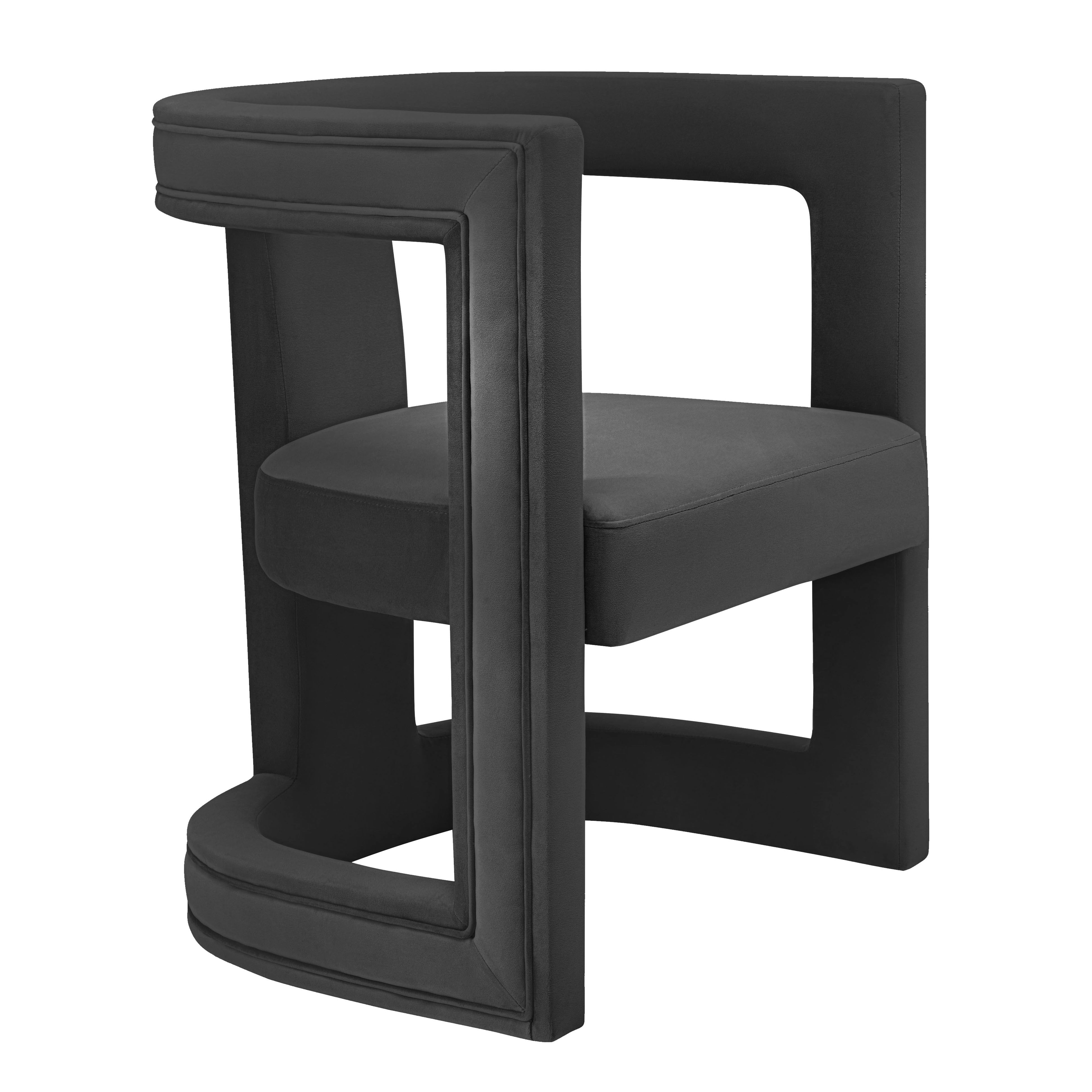 Silla de acento de terciopelo negro Abantza.