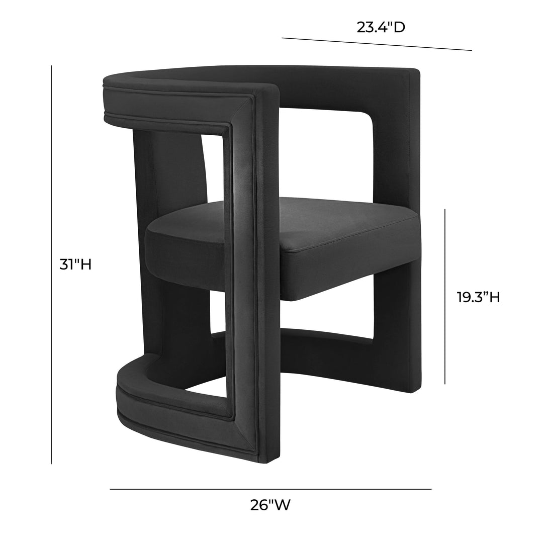 Silla de acento de terciopelo negro Abantza dimensiones.