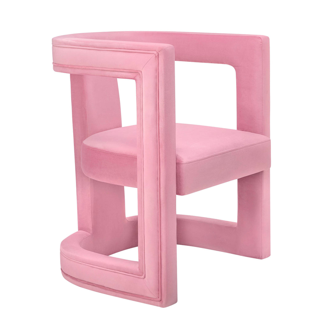 Silla de acento de terciopelo rosa Abantza.