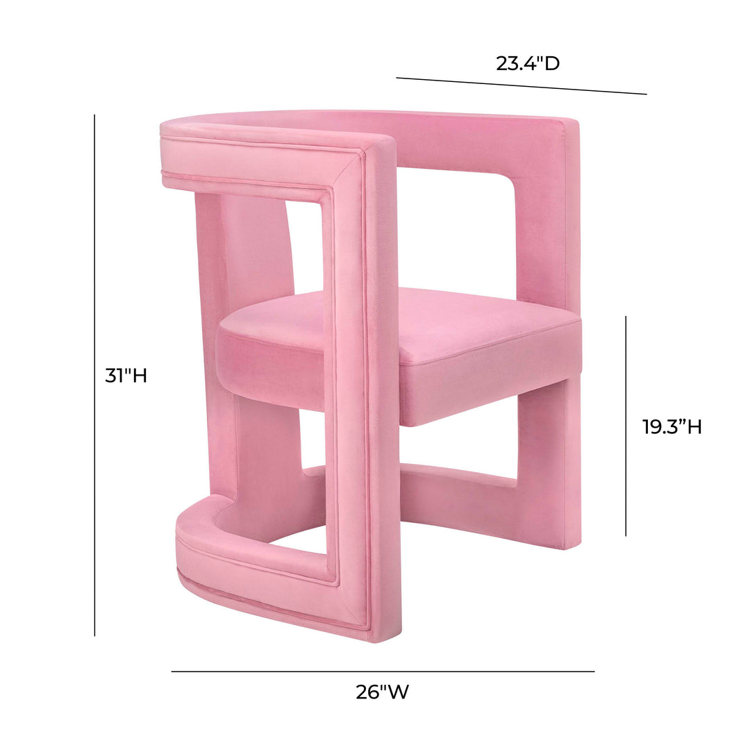 Silla de acento de terciopelo rosa Abantza dimensiones.