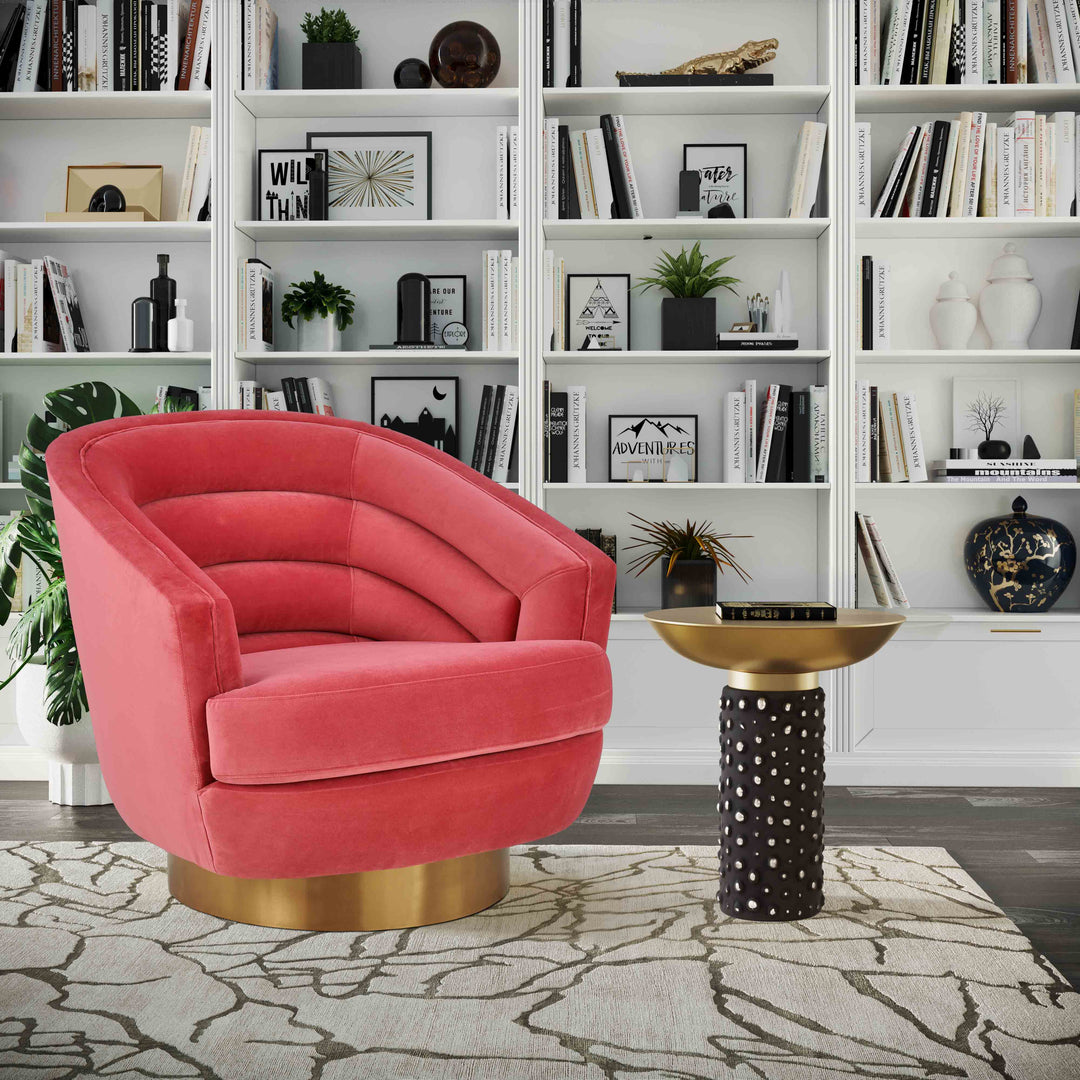 Silla de acento de terciopelo y base dorada Ara