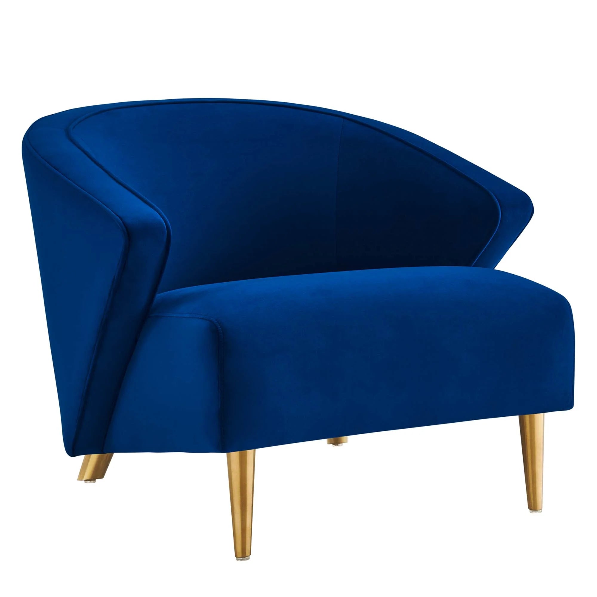 Silla de acento elegante de terciopelo azul marino Zim.