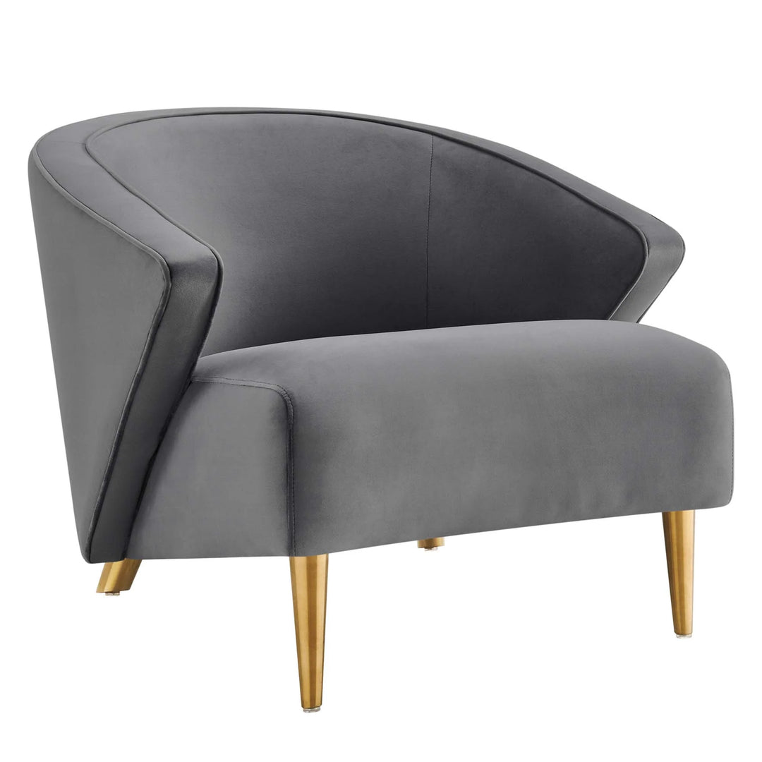 Silla de acento elegante de terciopelo gris Zim.