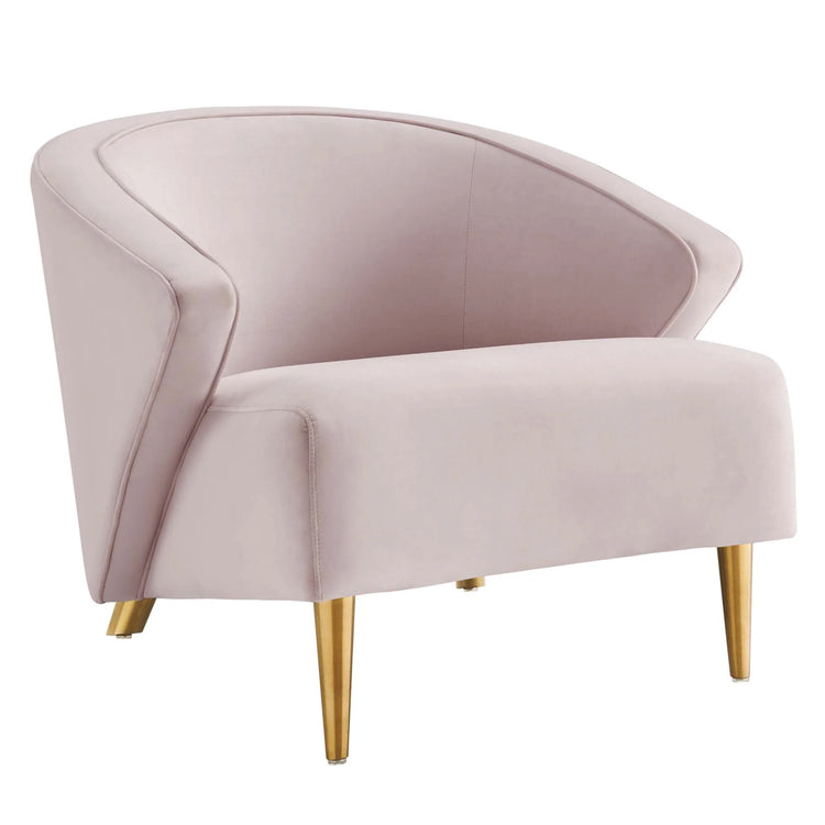 Silla de acento elegante de terciopelo rosa Zim.