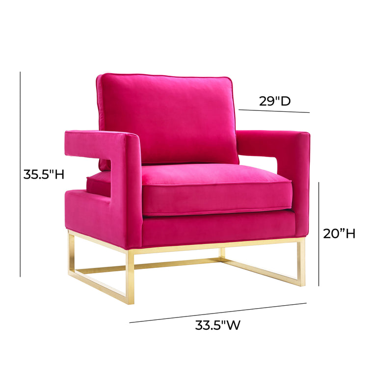 Silla de acento en terciopelo rosa y acero inoxidable dorado Aris dimensiones.