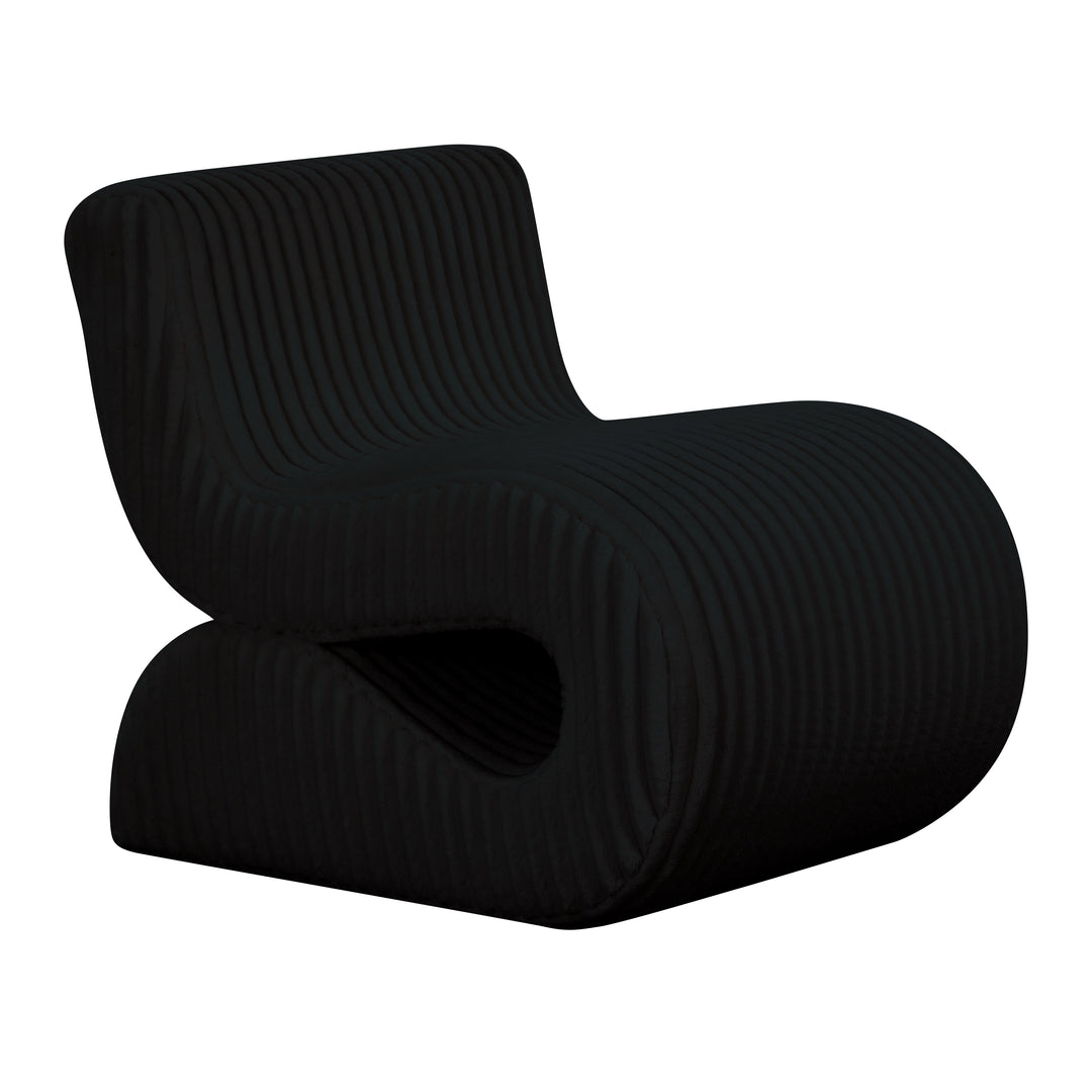 Silla de acento extragrande Uma con tejido de pana negro.