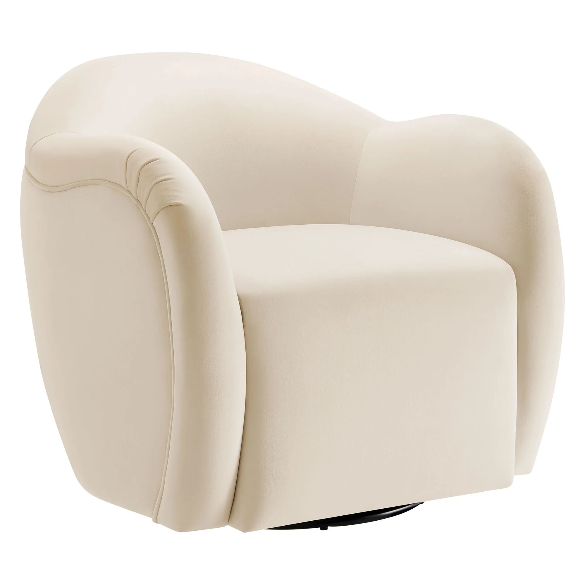 Silla de acento giratoria de terciopelo almendra Noemí.