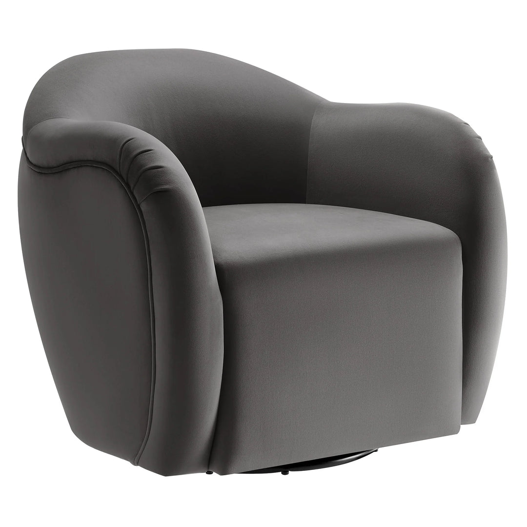 Silla de acento giratoria de terciopelo gris Noemí.