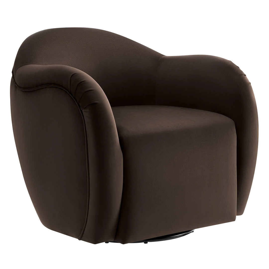 Silla de acento giratoria de terciopelo marrón Noemí.
