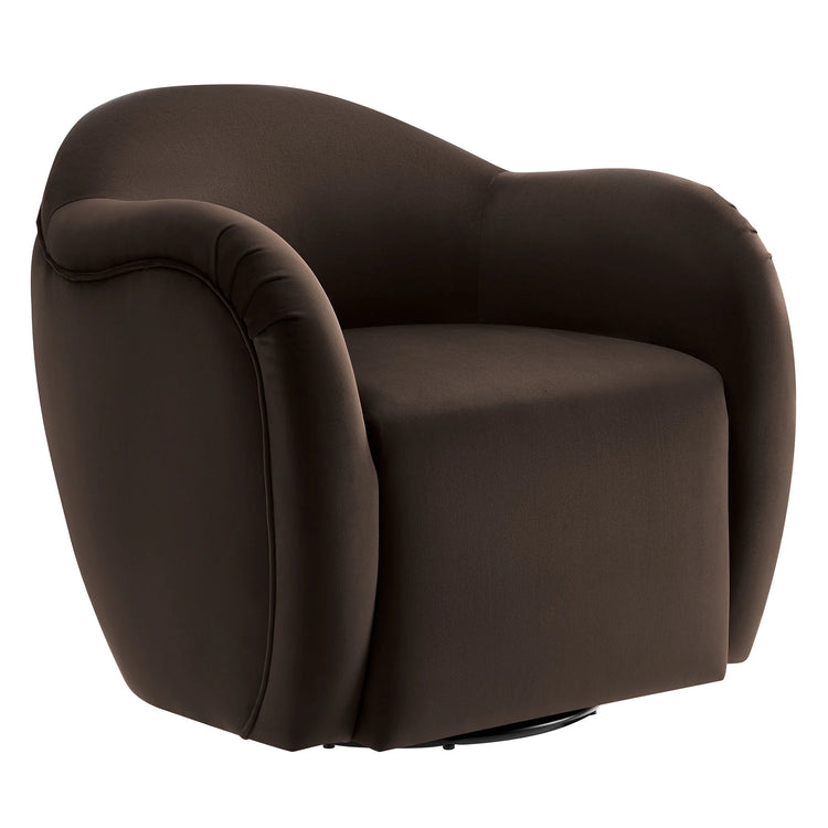 Silla de acento giratoria de terciopelo marrón Noemí.