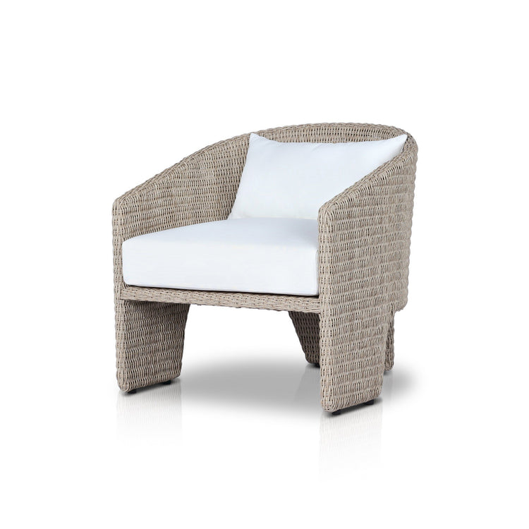 Silla de acento para exteriores de tres patas Armant color crema.