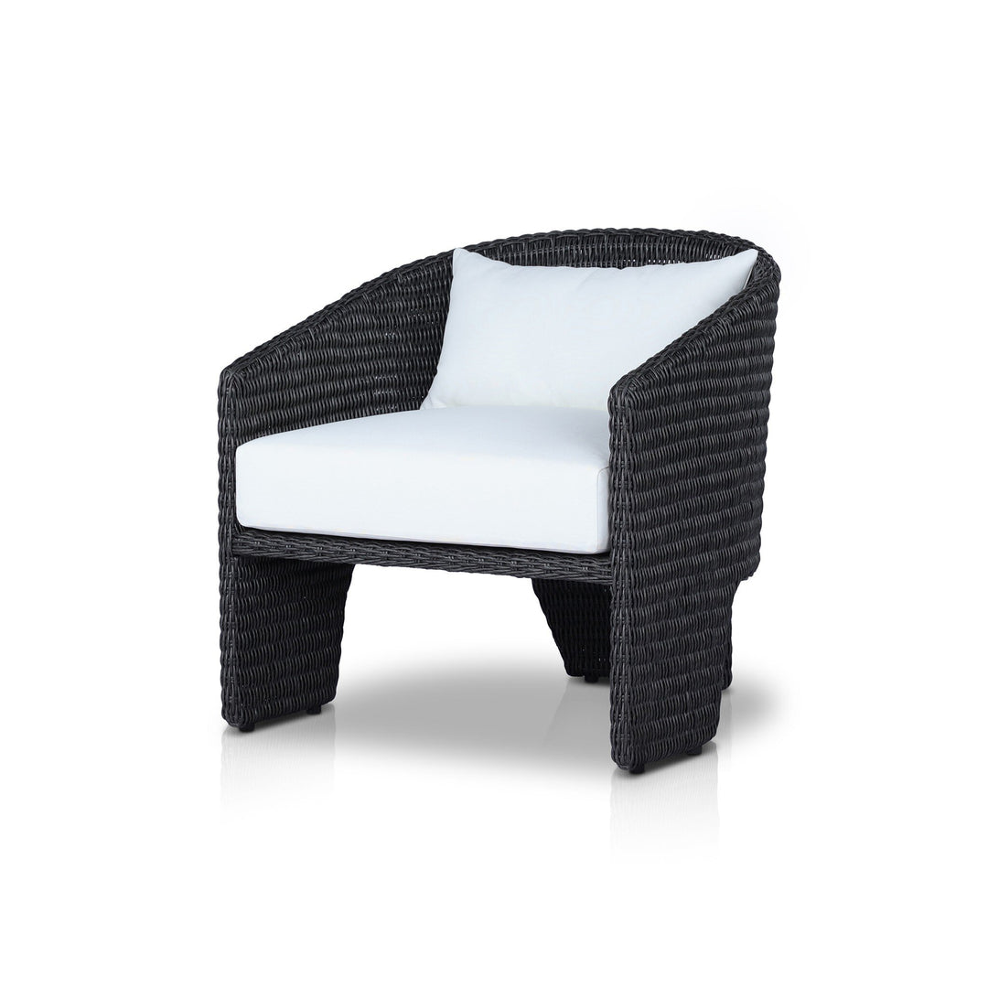 Silla de acento para exteriores de tres patas Armant color negro.
