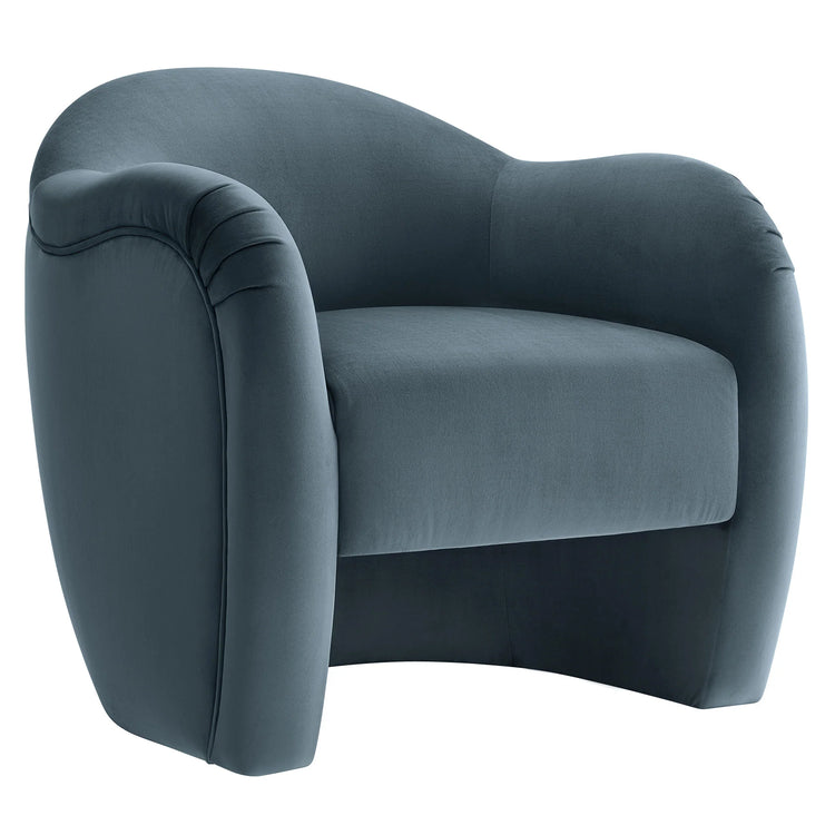 Silla de acento redondo de terciopelo azul Noemí.